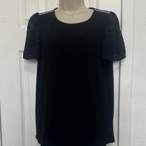 Madison Black Blouse with Shoulder Accents